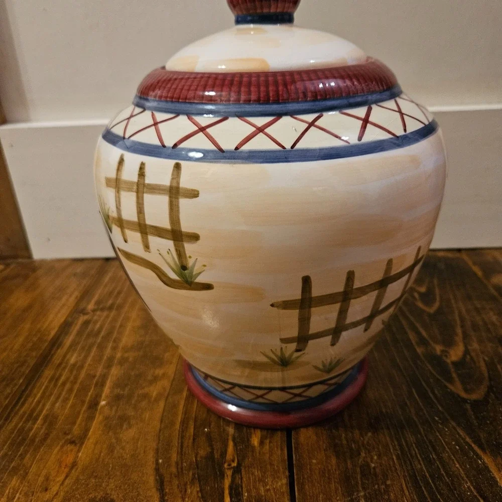 Vintage Heartfelt Kitchen Creations Rooster‎ Canister w Lid Farmhouse Country